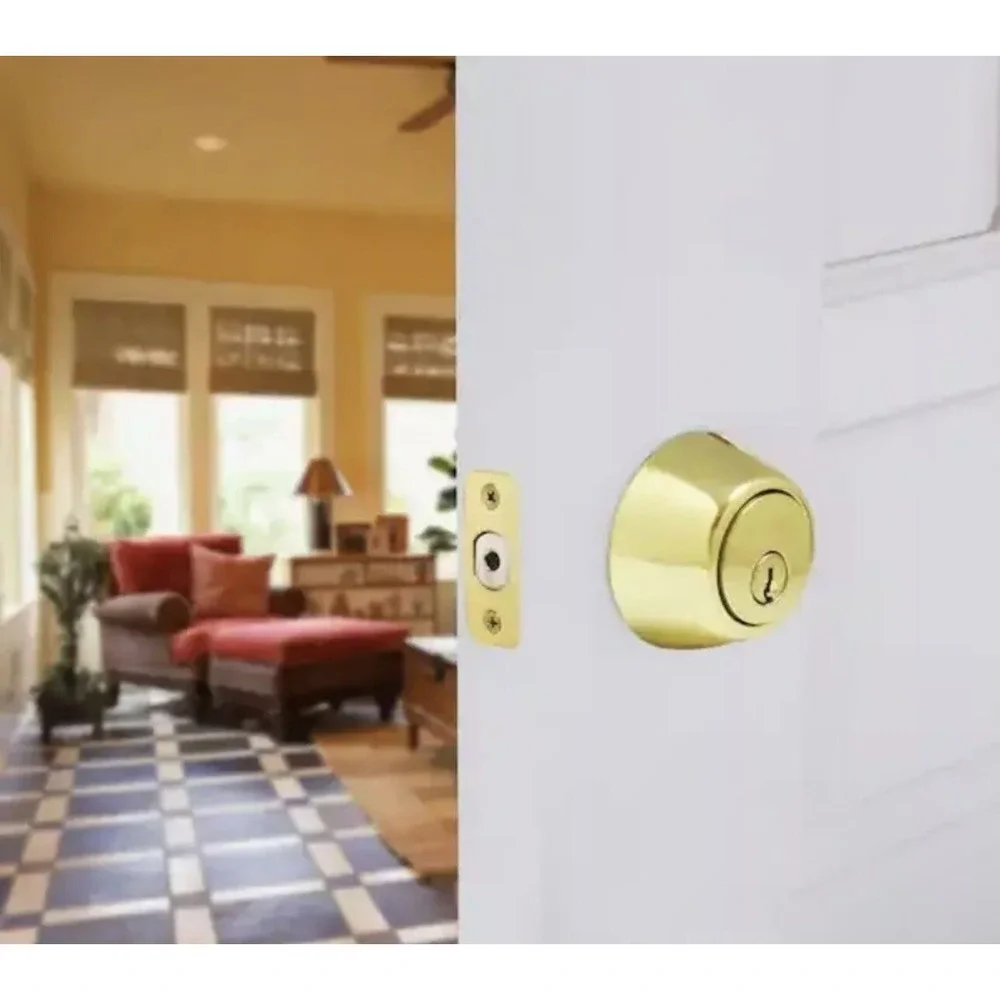 Defiant Cylinder Deadbolt Door Lock with 2 Keys 154725‎ Polished Brass NEW